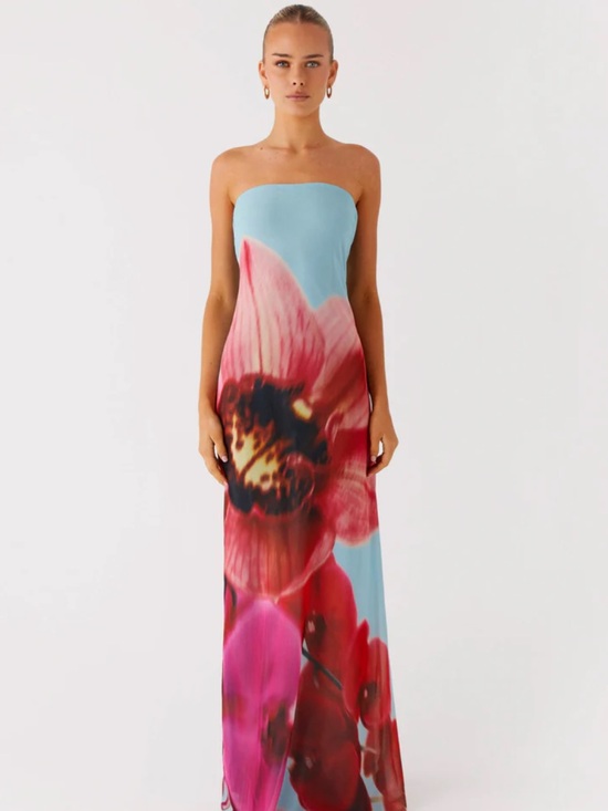 Peppermayo Dresses & Skirts - Peppermayo Strapless Amelle Maxi Dress - Turquoise Bloom